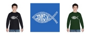 LA Pop Art Boy's Word Art Long Sleeve - John 3:16 Fish Symbol